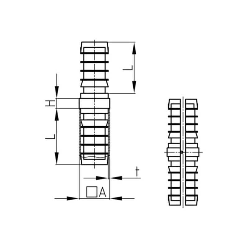 Design61 2 x 2-Way Connector Pipe Connector for Square Tubes