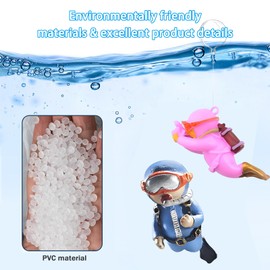 Checkzed 4 Pack Floating Fish Tank Decorations, Cute Diver Aquarium Accessories with Floating Device, Betta Fish Tank Decor, Safe Resin Ornaments for All Aquariums (4 Colors)