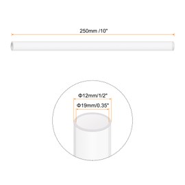 Rebower 10" Clear Plastic Rigid Pipe 9mm x 12mm(0.4" x 1/2") Acrylic Tube Round Polycarbonate Tubing, [for Plumbing, Hydraulics, Aquarium, DIY] - 2Pcs