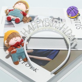 YUYUDEHM Glitter Birthday Headpiece, Cute Party Headband for Women and Girls, Birthday Party Decoration（White Diamonds）