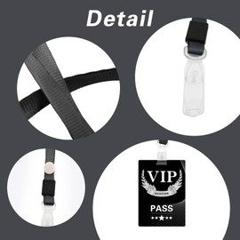 50 Sets VIP Badge Lanyards with Plastic VIP Pass Cards Black VIP Pass Cards Black Breakaway Lanyards PVC VIP Cards for Backstage Party Concert Event Birthday Organizer