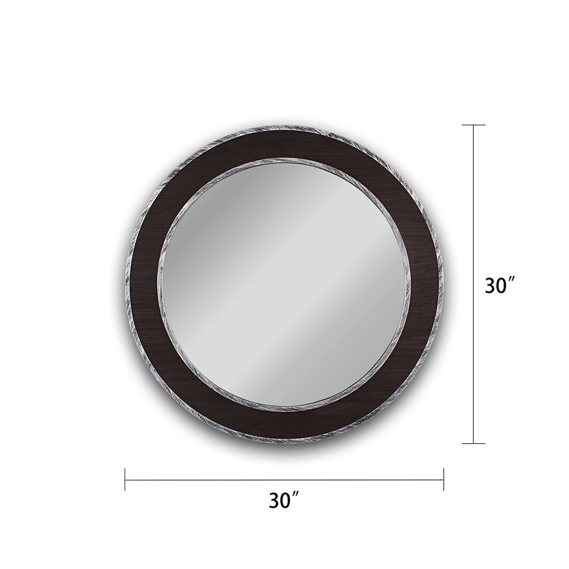 CHLOE's Reflection Vertical Hanging Black-Wood Finish Circle Framed Wall Mirror