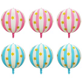 4D Ball Star Striped Foil Balloons(6 Pcs)