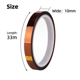 skycabin 10mmX33m Heat Resistant Kapton Tape,High Temperature Polyimide Tape for Protecting CPU, PCB Circuit Board,Soldering,Insulation,Sublimation,Heat Transfer,3D Printing,Electronics