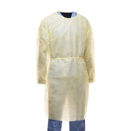 50-Pack Tronex Yellow Medical Disposable Isolation Gowns with Elastic Cuffs, Nonwoven, Fluid-Resistant