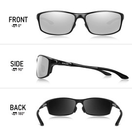 BIRCEN Polarized Mens Sunglasses: UV Protection Black Blue Shades for Men Sport Driving with Al-Mg Metal Frame