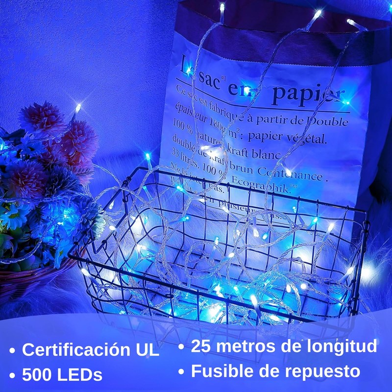 DOSYU Series de Luces Navideñas 25M, 500 Luces LED con