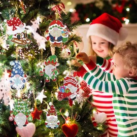 MHwan Pack of 12 double-sided 5D diamond painting Christmas pendants, shiny exquisite, diamond painting advent calendar, can be hung on Christmas trees, gift boxes, greeting cards