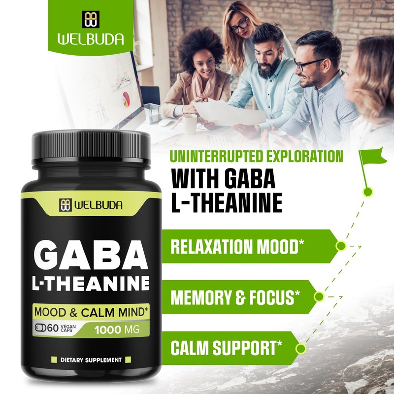 Gaba Supplement 1000mg with L-Theanine Extract - Support for Concentration,