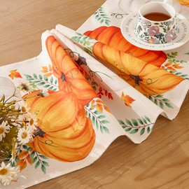DOLOPL Fall Table Runner 13x90 Inch – Thanksgiving Table Runner with Pumpkin and Maple Leaves, Waterproof Autumn Table Decor for Fall Decorations, Kitchen, Parties, and Holiday Gatherings