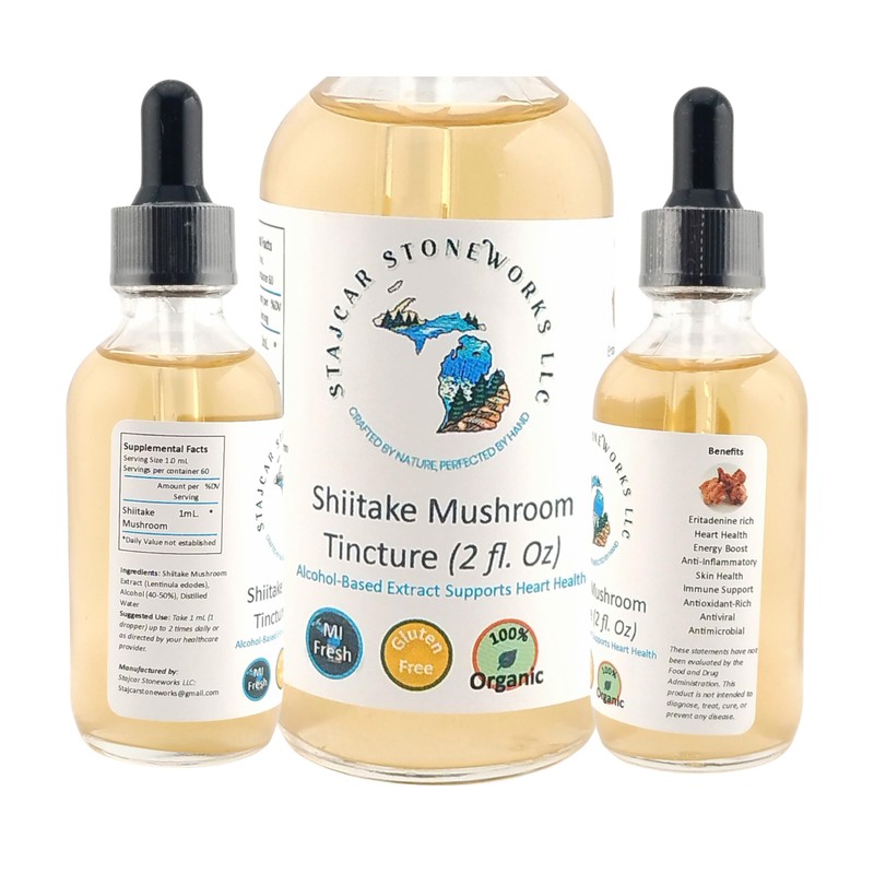 Stajcar Stoneworks LLC Shiitake Mushroom Tincture, 2 fl. Oz, Alcohol-Based