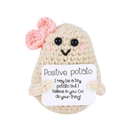 Yuqilin Funny Positive Potato Pocket Hug, Potato Lucky Charm, Funny Potato with Bow, Potato Motivational Gifts, Hug Positive Potato, for Family Friend Motivational Gifts