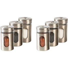 Morning Place Stainless Steel Condiment Can Set, Seasoning Container Set, Salt, Pepper, Sugar Container, Condiment Pot for Kitchen (6-Piece Set)