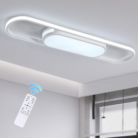 Qcyuui Modern LED Ceiling Light,Dimmable Linear Ceiling Lamp,31.5in Kitchen Lighting Fixtures Ceiling for Bedroom Hallway Dining Room (45W/3000-6500K/White)