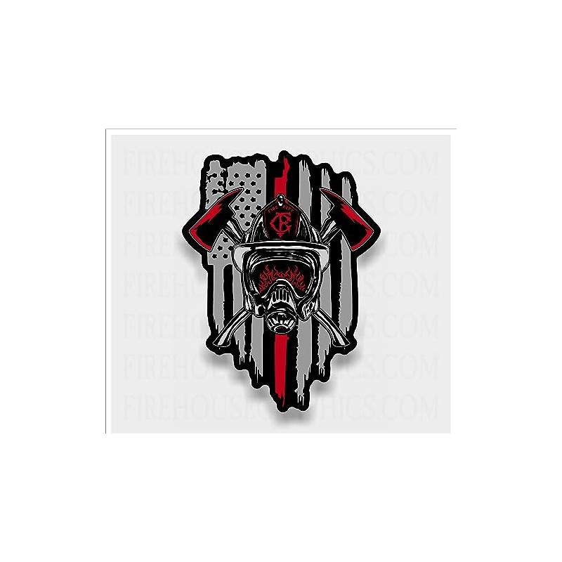 American Flag Firefighter SCBA Fireman Fire Maltese Decal (2-Pack 2")