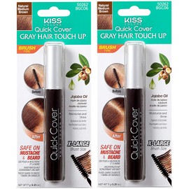Kiss Colors Quick Cover Gray Hair Touch Up Brush Natural Medium Brown BGC06 (2pcs)