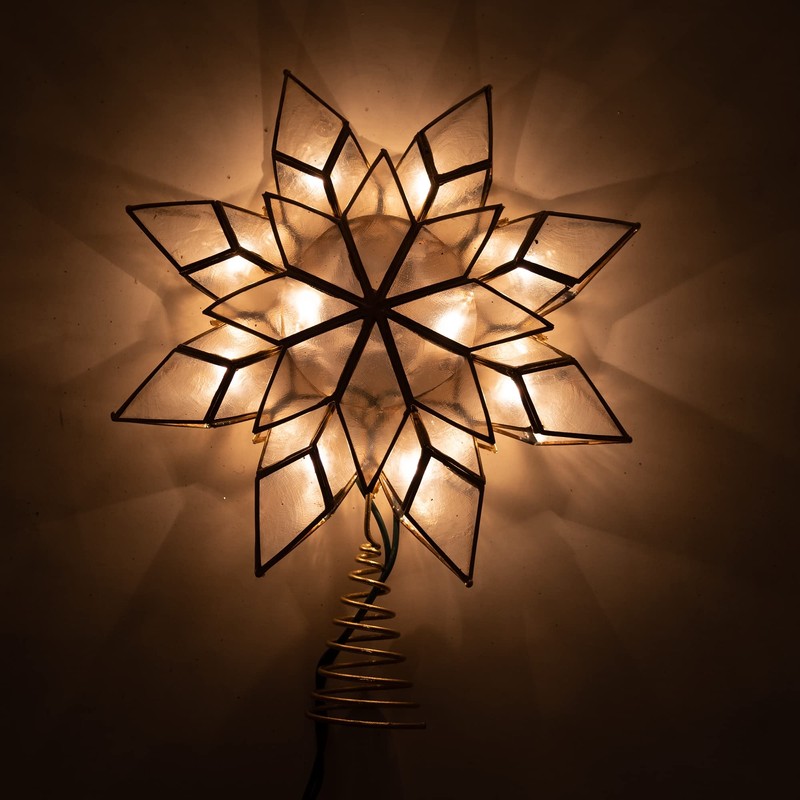Kurt Adler 8.5-Inch Capiz Star Tree Topper with 10 Clear