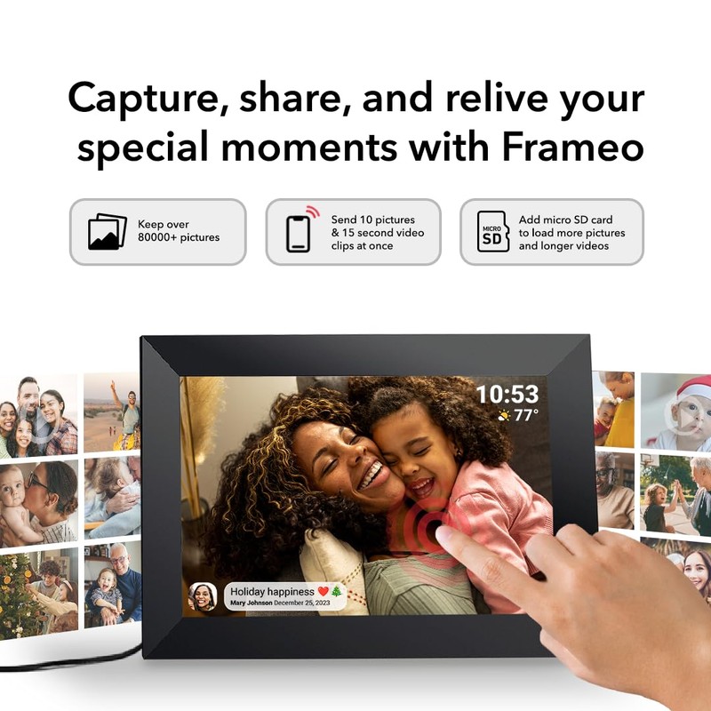 Frameo 10.1 Inch WiFi Digital Picture Frame with 32GB Storage,1280