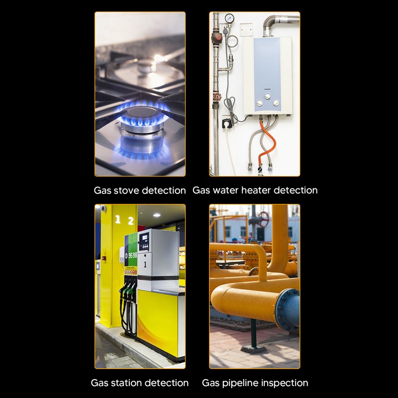Gas Leak Detector Audible Visual Vibrate Alarm Sensitive LCD Display