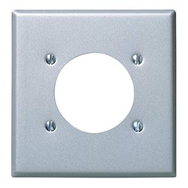 Leviton 2-Gang Power Receptacle Wallplate, Flush Mount, Standard Size, Device Mount, Steel-Aluminum Finish, S701-GY