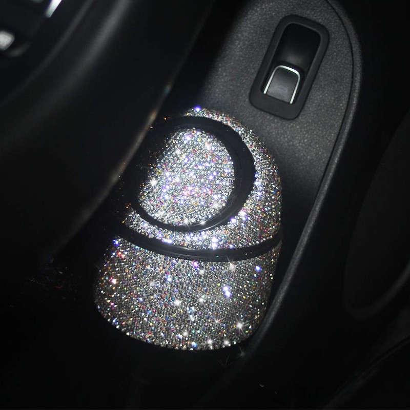 idain Bling Rhinestone Auto Garbage Can Car Trash Can with