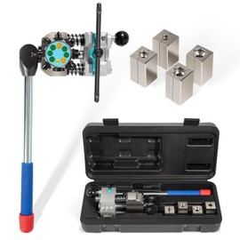 DearChan Professional Brake Line Flaring Tool- 45 Degree Set - Single, Bubble, and Double Flare Tool Kit - Used with Various Tubes, with 4 Split Dies for 3/16”, 1/4”, 5/16”, 3/8” Tubing