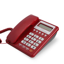 Eboxer KXT8001 Corded Standard Phone, Red Landline Phone with LCD Display, Desktop Phone for Home Office School Hotel, Telephones Landline Corded