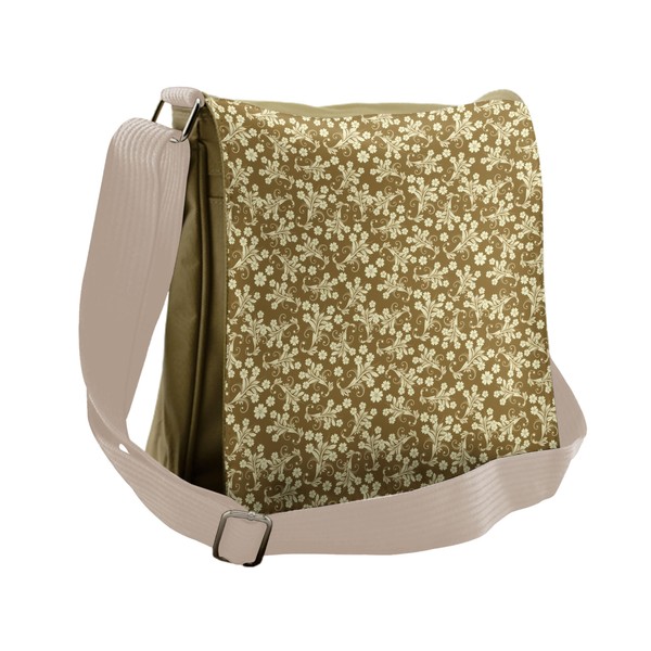Lunarable Floral Messenger Bag, Spring Themed Baroque Style, Unisex Cross-body