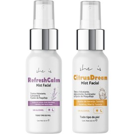 SHE IS SKINCARE Set Tónicos Hidratantes Faciales, Calmante y Energizante, con extractos naturales (2 piezas)