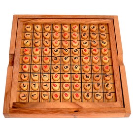 Sudoku Board 9 x 9 with Natural Wooden Pens and Printed Numbers in 2 Colours, Strategic Puzzle Game, Puzzle Wood Sudoku Board, Strategy Game for One Person, Sudoku Wooden Game