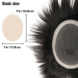 Zakya Mens Toupee Human Hair Replacement System, Toupee for Men PU & Lace Base for Thinning Hair 7 * 9 Inch Base Size