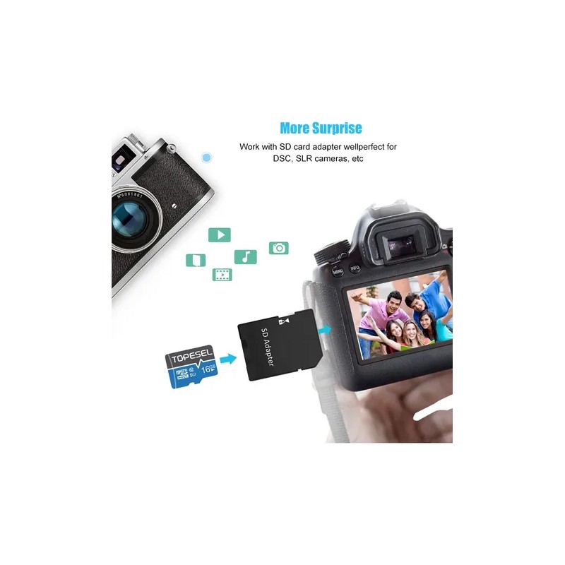 2 Tarjetas de Memoria Micro SDHC 16 GB Topesel con