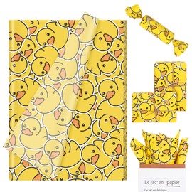 FYSUIMU 100 Sheets Rubber Duck Tissue Paper Yellow Cartoon Duck Gift Wrapping Paper Cute DIY Art Crafts Tissue for Birthday Baby Shower Holidays, 13.8 x 19.7 Inch