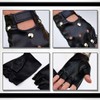 WHITE FANG Leather Gloves Fingerless Motorcycle Cycling Studded Rock Drive