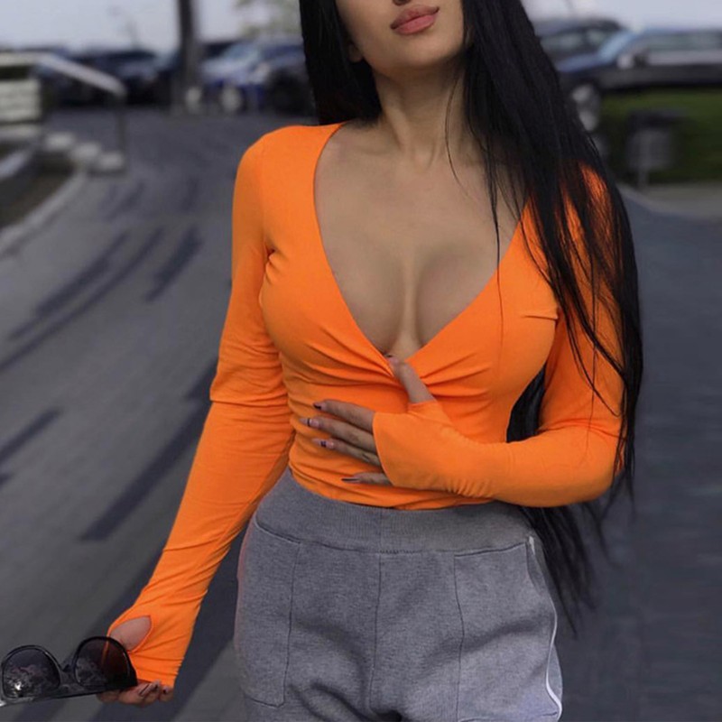 Women Long Sleeve Bodysuit Fashionable Charming Slim Fitting Body Leotard