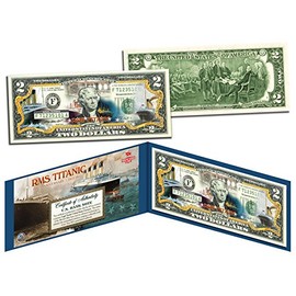 Titanic RMS Ship 100th Anniversary Uncirculated Two Dollar Bill Special Edition Collectible Display Holder and Certificate
