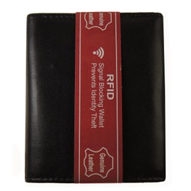 Improving Lifestyles RFID Mens Leather Wallet Bifold Zipper Black SUNRFID1306BK