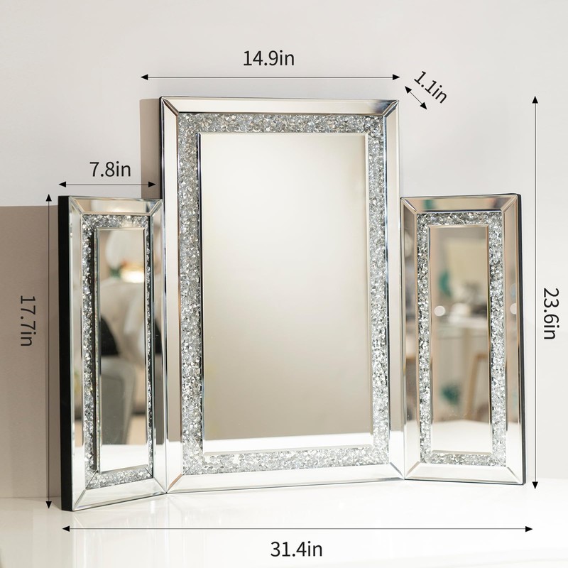 YACSNBF 3 Way Mirror Vanity Trifold Makeup Mirror, 3 Side