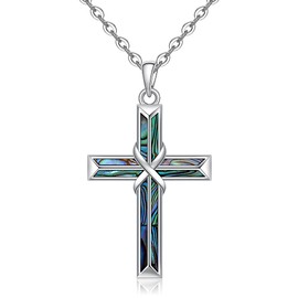 Sterling Silver Cross Necklaces for Women Simple Womens Abalone Infinity Cross Necklace for Women Christmas Gifts Jewelry