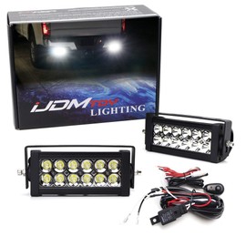 iJDMTOY Rear Bumper Mount Searchlight Reverse LED Light Bars Compatible w/ 2008-up Chevy Silverado GMC Sierra 1500 2500 3500, (2) 36W LED Lightbars, Bumper Frame Mount Brackets & On-Off Switch Wiring