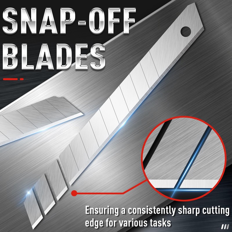 DIYSELF 50Pcs 9mm Utility Knife Replacement Blades, Snap Off Blades