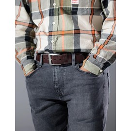 TYWestyles Men's Leather Belt for Casual Jeans and Workwear 1.5” Wide Gift Box Packaging (Dark Brown, 40)