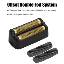 FX79RF2MB Replacement Foil and Cutters for BaBylissPRO FXONE Double Foil Stick Shaver, Hypoallergenic Extra-close Shaver Replacement Head, Matte Black