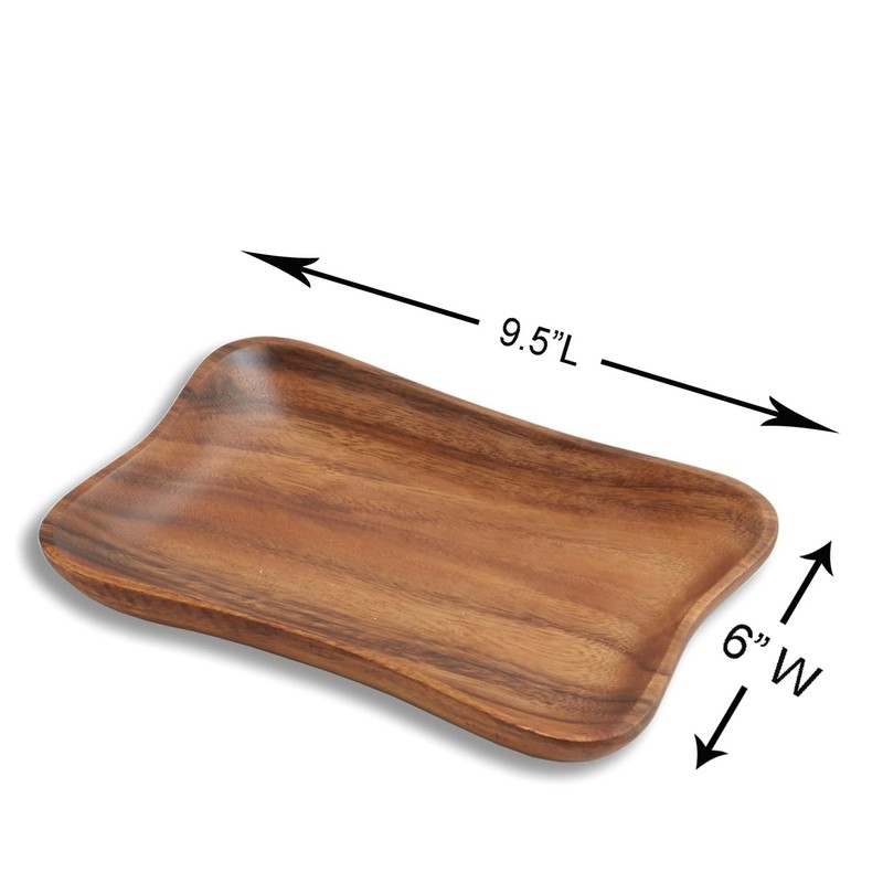 Woodard & Charles Acacia Wood Medium Pinched Serving Tray, for