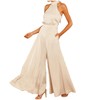 Women Plain Satin Jumpsuit Elegant Summer Halter Off Shoulder Jumpsuit
