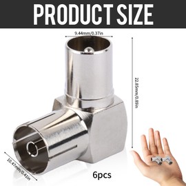 DHSWNNG 6 PCS TV Aerial Coaxial Adaptor, Right Angle Aerial Connector 90 Degree PAL Male to Female Connector RF Coax Connectors for TV Antenna Satellite Cables