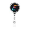 Cute Initial Retractable Badge Reel with Clip, Colorful Letter Design