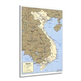 HISTORIX 2001 Map of Vietnam - 16x24 Inch Vietnam Map Poster - Vietnam Wall Poster - Map Vietnam - Laos Map - Cambodia Map - Vietnam Laos Cambodia Map - Southeast Asia Map