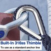 Double Braided Nylon Boat Anchor Rope 3/8inch with 316 Stainless