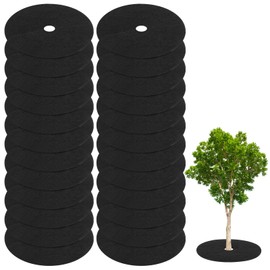 M METERXITY 24 Pack Non Woven Tree Cover Rings,12.5 Inch Tree Protector Weed Fabric Cover,Apply to Garden Tree Mulch Ring/Tree Ring Mulch Mat/Landscape Fabric(Round Black)